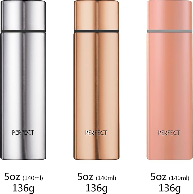 Mini 5 OZ 316 Stainless Steel Vacuum Insulated Water Bottle, Double wall Keep Cold and Hot, Leak Proof, Suitable For Women, Kids & Girls to Carry in Bag, RoseGold