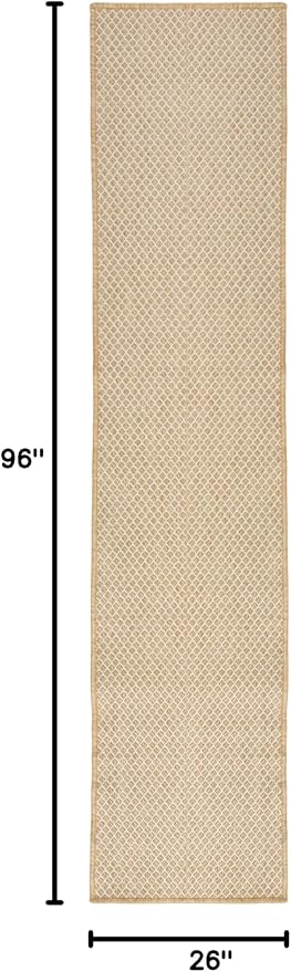 Nourison Courtyard Natural 2'2" x 8' Area Rug - Easy Clean, Non Shedding, Bed Room, Living Room, Dining Room, Kitchen (8' Runner)