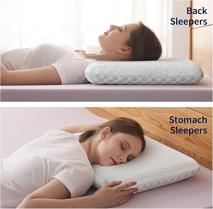 Ultra Thin Pillow 2.75" Stomach Sleeping, Gel Memory Foam Flat Pillow for Stomach and Back Sleepers, Slim Design Memory Foam Pillow with Two-Sided (CertiPUR-US, Standard Size)