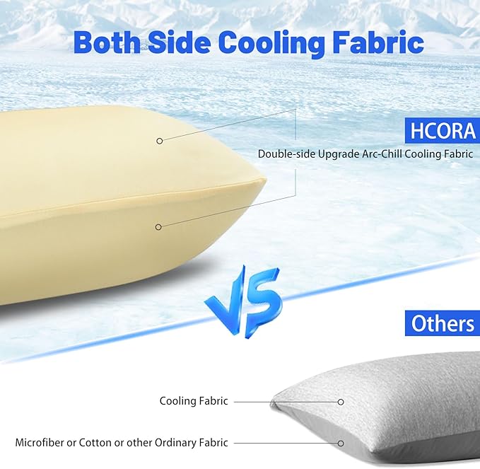 Cooling Pillow Cases for Hot Sleepers - Double Side Arc-Chill Q-Max>0.5 Cooling Fiber Cool Pillow Cases 2 Pack - Breathable Soft Cold Pillow Cases with Hidden Zipper (Cream, 20" x 36")