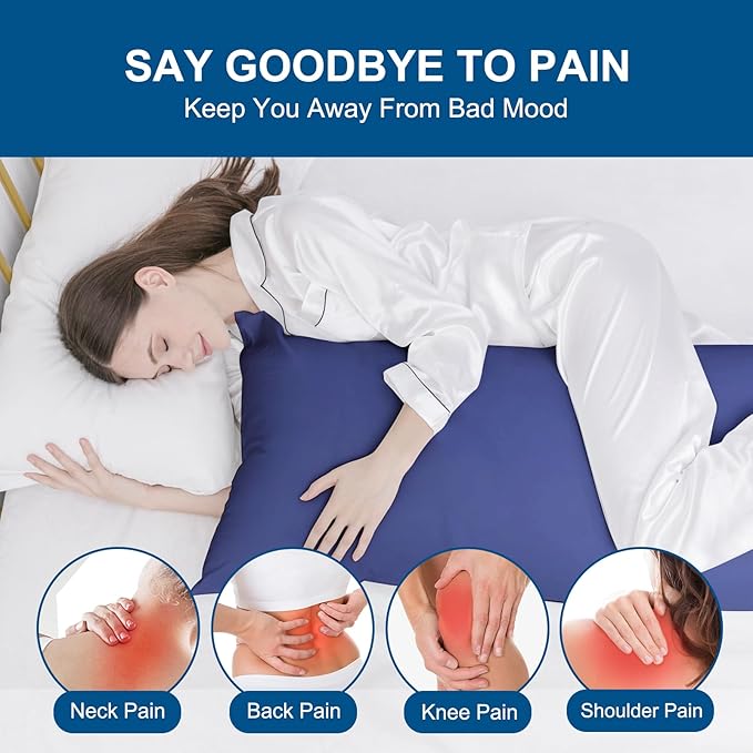 DOWNCOOL Large Body Pillow Insert- Breathable Full Body Pillow for Side Sleeper - Soft Long Bed Pillow for Adults - 20 x 54 inch (Blue)