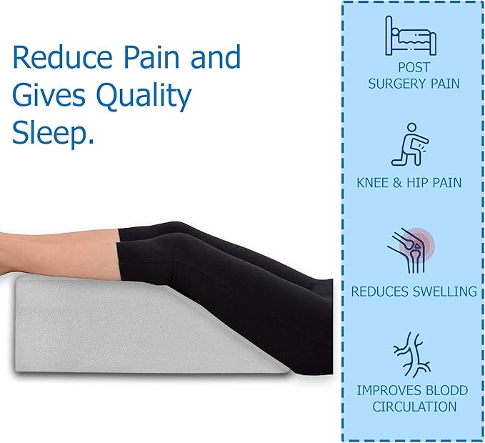 24-Inch Leg Support Pillow, Full Foam Top, Legs and Back Support for Acid Reflux, Foam Incline, Multi-Purpose, Comfortable, Increases Blood Flow, Promotes Breathing, White
