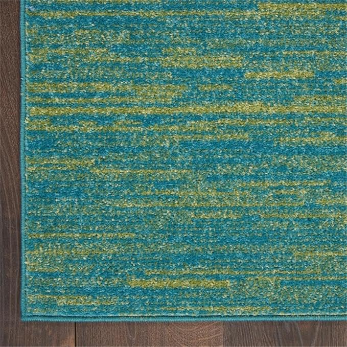 Nourison Essentials Blue Green 2'2" x 16' Area Rug Easy Clean, Non Shedding, Bed Room, Living Room, Dining Room, Kitchen (16' Runner)