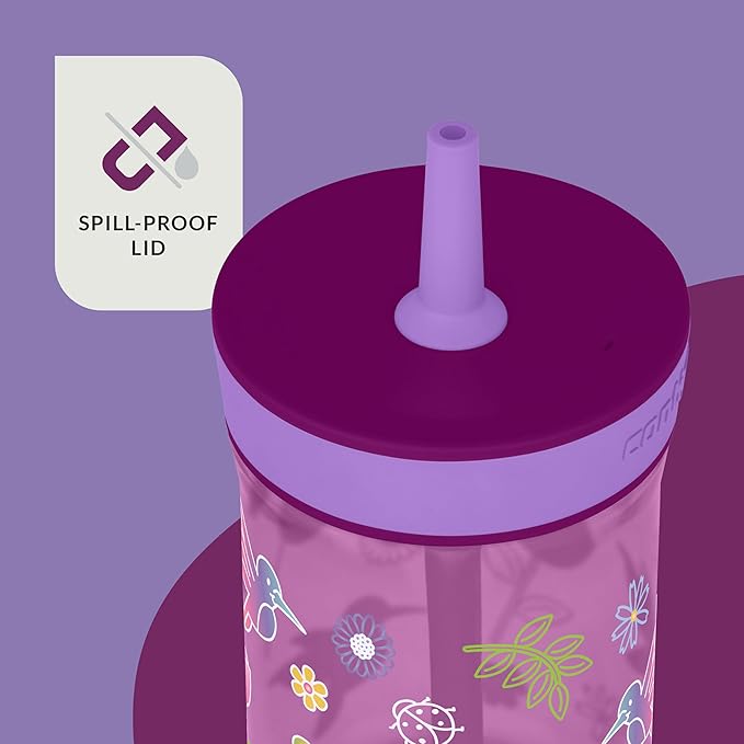 Contigo Leighton Straw Tumbler, 14 oz, Grape (Tulips)
