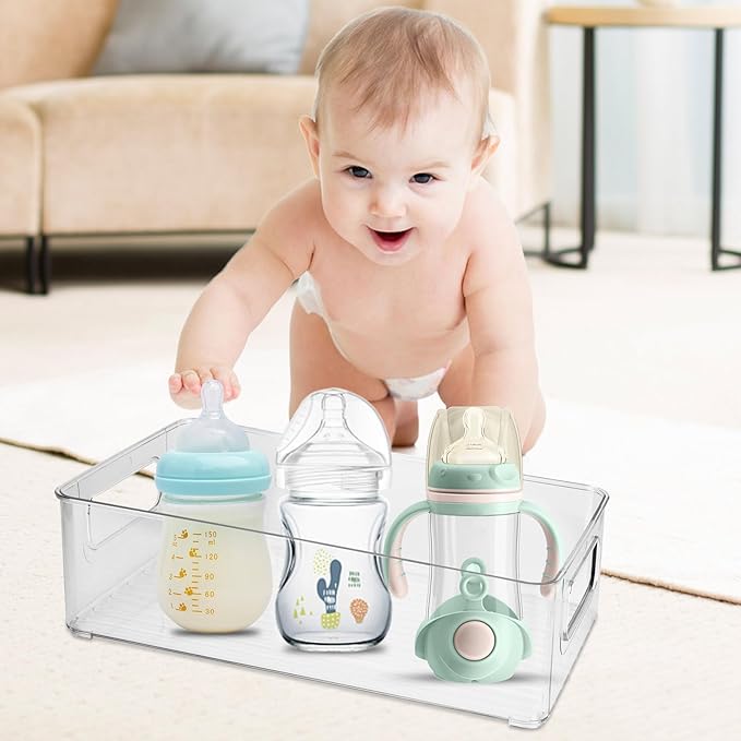 Baby Bottle Organizer Plastic Storage Center for Baby Bottles and Food Jars Baby Bottle Organizer for Cabinet, Perfect Organizer for Kitchen Cabinet, Pantry, Refrigerator, and Countertop(2 pcs)