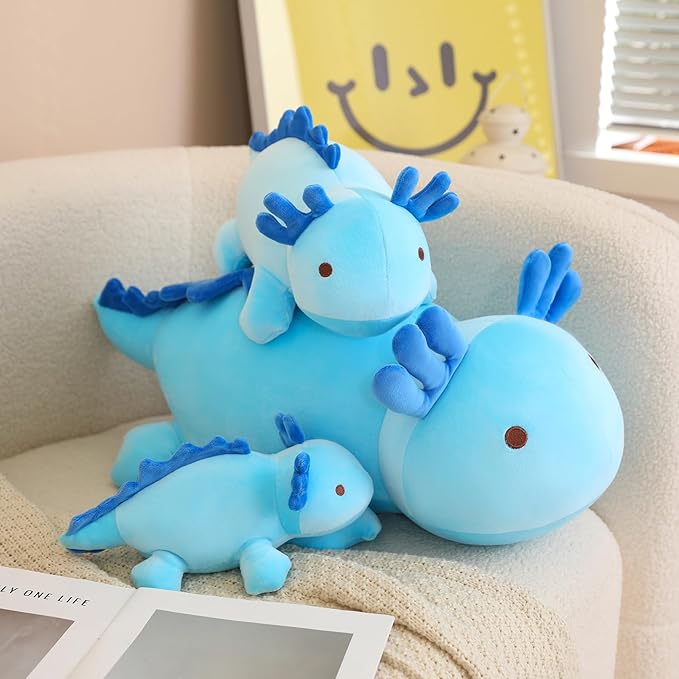 SQEQE Weighted Axolotl Plush Toy, Blue Axolotl Stuffed Animals Cute Axolotl Plush Pillow, Kawaii Weighted Stuffed Animals Gifts for Girls & Boys Age 3-12 (23.6" | 3.1 lbs, Blue Axolotl)