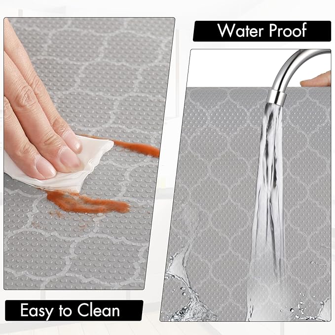 Cooyes Shelf Liner – Non-Slip Shelf Liners for Kitchen Cabinets – Waterproof Shelf Paper with Modern Pattern – Durable EVA Cabinet Liners