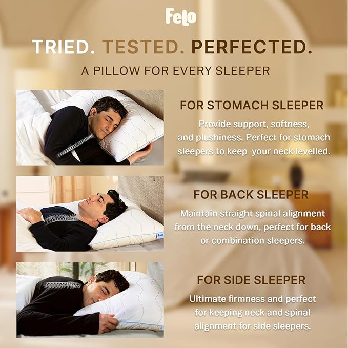 felo Feather Down Pillows King Size Set of 4, Goose Pillow for Sleeping, Luxury Hotel Collection Bed Pillow, Support Pillow for Side Back Pain Sleepers, 100% Organic Cotton (20" x 36")