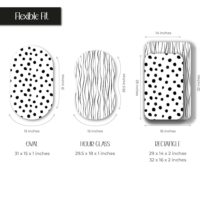 Bassinet Sheet Set 2 Pack 100% Jersey Cotton Black and White Abstract Stripes and Dots by Ely's & Co