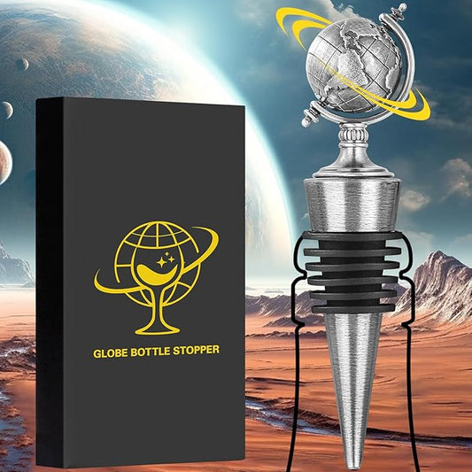LKKCHER Earth Globe Wine Stopper, Wine Gifts for Men Women, Bottle Stoppers for Wine Champagne, Birthday Gifts, Christmas Gifts, Wine Saver, Wine Accessories