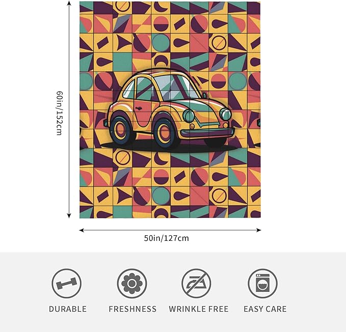 Cute Cartoon Flannel Blanket for Kids, 50" L x 60" W Inches โ Soft and Cozy Plush Throw Blanket for Boys and Girls โ Perfect for Bed, Couch, or Travel (Car)