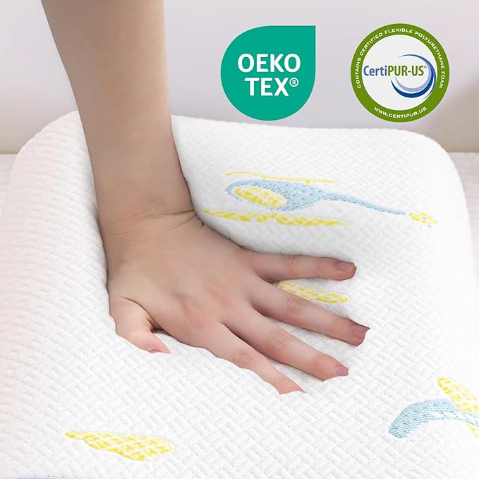 Small Pillow for Sleeping, Small Travel Pillow, Memory Foam Pillow, Adjustable, Breathable Pillow, CertiPUR-US Certified, 12x20 lnch