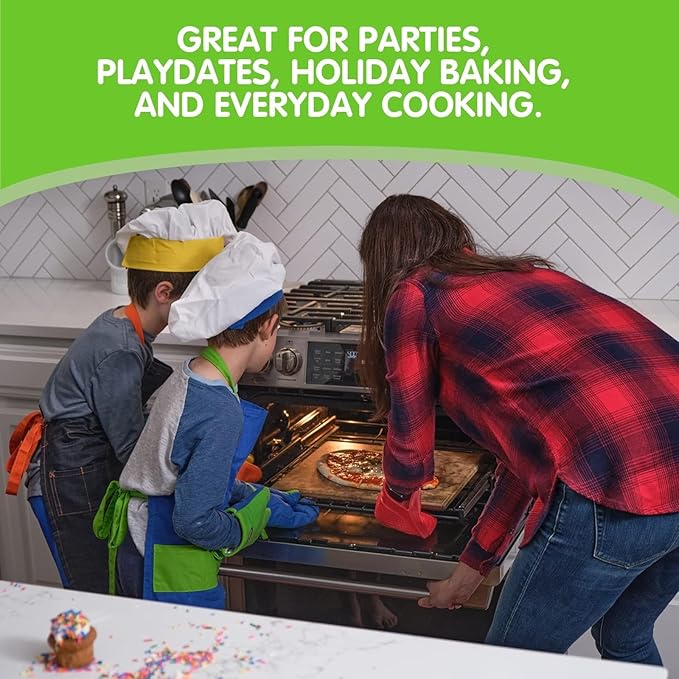 Curious Chef 11-Piece Pink and Green Chef's Kit for Kids, includes Real Cooking and Baking Tools, Dishwasher Safe and Made with BPA-Free Plastic