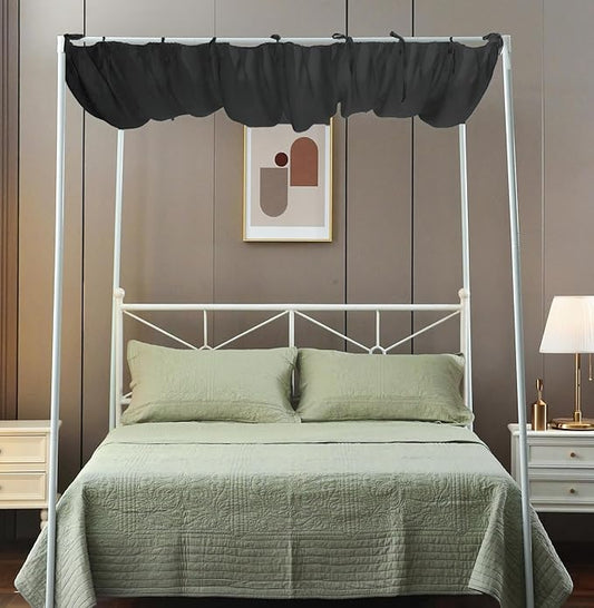 Pleated Black Canopy Bed Curtains for Top of Bed,Romantic Princess Sheer Canopy Bed Curtains,Canopy Bed Scarf for Girls(Queen,Black)