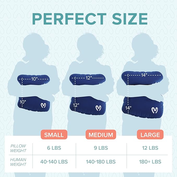 Calmier - 12 lb Sensory Weighted Pillow - Glass Bead Filled Hug Pillow - Ultra Plush Cozy Weighted Pillows for Adults and Kids - Child Sensory Pillow - Weighted Lap Pad (Blue - Minky, 12 LBS)