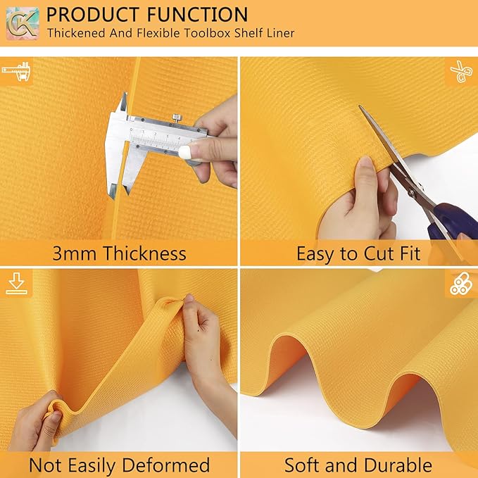 Foam Toolbox Liner Shelf Liner, Thickened Durable Pad Tool Box Mat for Protecting Your Tools, Work Surfaces, Garage, Chest -Orangish 3mm Thickness, 18 inch*24 ft