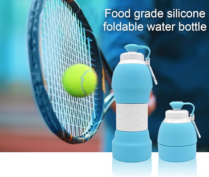 Collapsible Water Bottles AEYTLOI Reusable Water Bottle with Carabiner BPA Free Silicone Folding Sports Water Bottle for Gym Camp Hiking Sports Lightweight Durable 19.6 oz