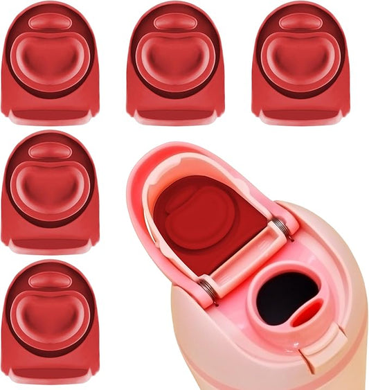 5PCS Replacement Stopper Compatible with Owala FreeSip 19/24/32/40oz, Silicone Anti-Spill Water Bottle Top Lid Replacement Parts, BPA-Free Seal Bottle Cap Mouth Stopper Gasket (Red)