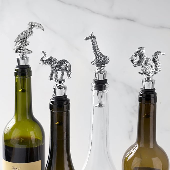 Homestia Wine Bottle Stoppers for Glass Bottles, Toucan Bottle Stopper Reusable Wine Corks Wine Tool, Zinc-Alloy Silicone Wine Stoppers, Wine Toppers with Decors