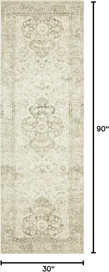 Loloi II Rosette Ivory/Silver 2'-6" x 7'-6" Runner Rug