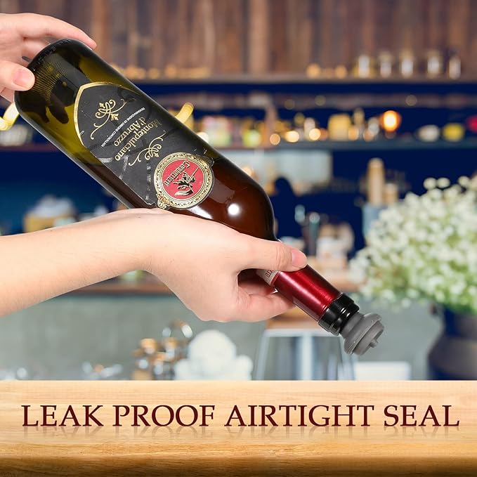 Honoson Wine Stopper Resealable Wine Pump Vacuum Stoppers Vacuum Wine Stopper Silicone Wine Saver Stoppers Practical Wine Saver Stoppers for Kitchen Supplies Wine Bottle Tools (Grey, 24 Pieces)