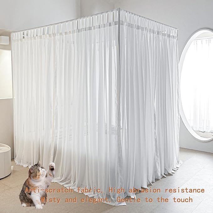 AIKASY Canopy Bed Board with Top and Self-Adhesive Velcro Strips, White Gauze Princess Bed Canopy Curtain Tent, Creating a Romantic Atmosphere in The Room(Full/Queen,White)