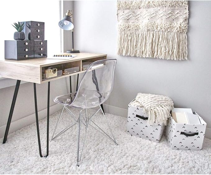 iDesign Arrow Fabric Storage Cube Bin, Small Basket Container with Dual Side Handles for Closet, Bedroom, Toys, Nursery - Black and White