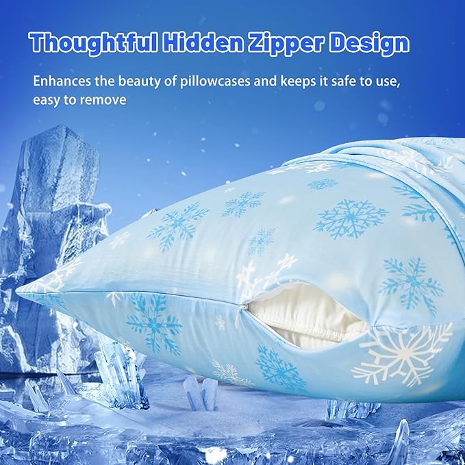 Cooling Pillow Cases for Hot Sleepers - Double Side Arc-Chill Q-Max>0.5 Cooling Fiber Cool Pillow Cases 2 Pack - Breathable Soft Cold Pillow Cases with Hidden Zipper (20" x 36")