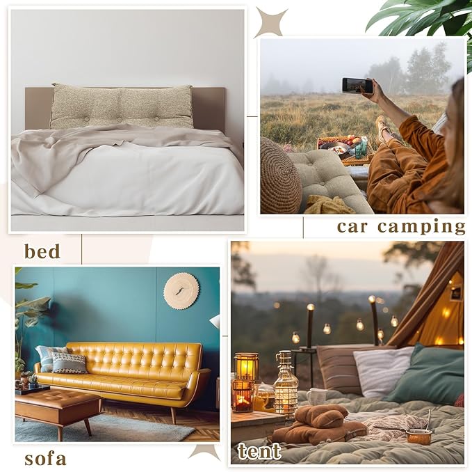 Wenqik Wedge Pillow Triangular Dorm Headboard Bed Rest Reading Backrest Back Support Long Bolster Pillow with Removable Cover for Dorm Room Supplies(Khaki Gray,Twin (39 x 20 x 8 Inch))