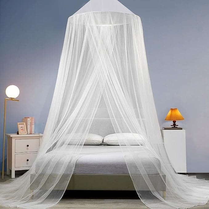 dix-rainbow Mosquito Net Bed Canopy,Elegant King/Queen Size Canopy Bed Curtains for Girls,Stylish Dome Mosquito Netting Bed Tent, Decor for Baby Cribs, Kid Beds, and Adult Beds(White)