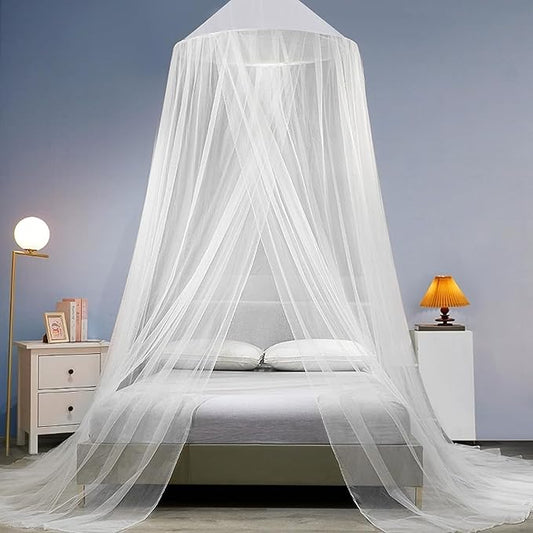 dix-rainbow Mosquito Net Bed Canopy,Elegant King/Queen Size Canopy Bed Curtains for Girls,Stylish Dome Mosquito Netting Bed Tent, Decor for Baby Cribs, Kid Beds, and Adult Beds(White)