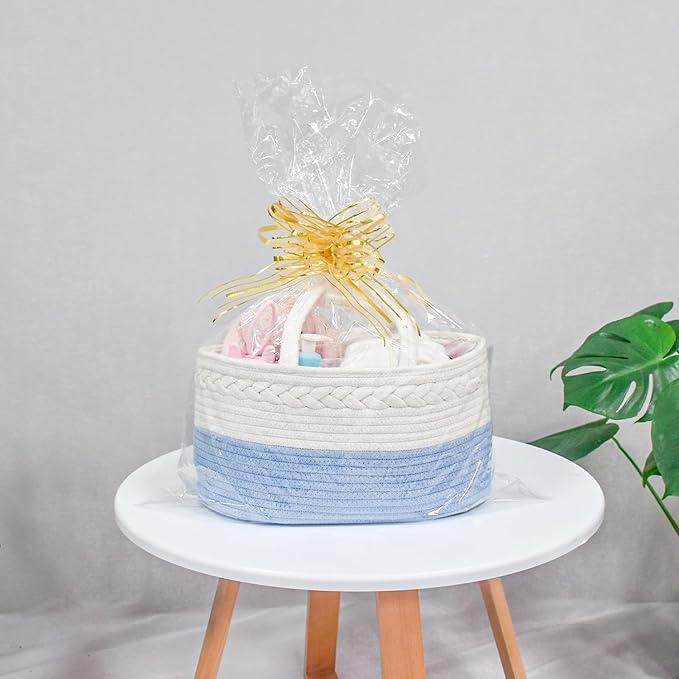 ABenkle Baby Diaper Caddy, Nursery Storage Bin and Car Organizer for Diapers Wipes, Cotton Rope Basket Changing Table Caddy