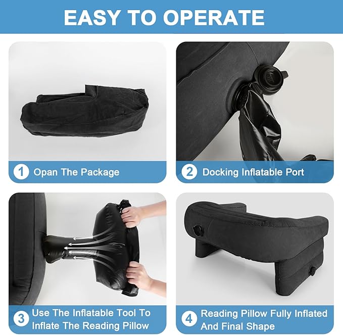 cjc Reading Pillow for Gaming, Memory Foam Gaming Pillow for Lap with Coaster, Hight Adjustable Lap Desk Pillow for Reading, Working, Crocheting or Sitting in Bed Floor Sofa (Black+Cup Tray)