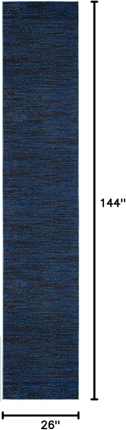 Nourison Essentials Indoor/Outdoor Midnight Blue 2'2" x 12' Area Rug, Easy Cleaning, Non Shedding, Bed Room, Living Room, Dining Room, Backyard, Deck, Patio (2x12)