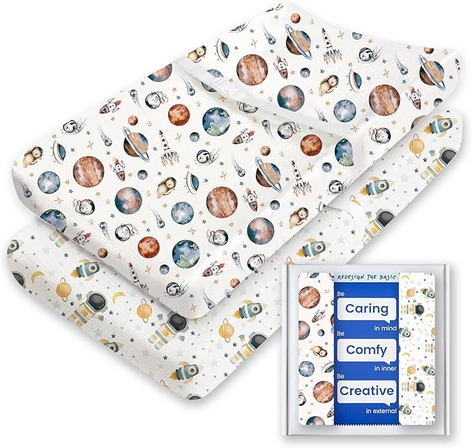 Changing Pad Cover for Girls Boys, TotBasic Premium Soft Boho Changing Table Covers, Stretchy Jersey Changing Table Sheets - Fits All Standard Changing Tables - 2 Pack