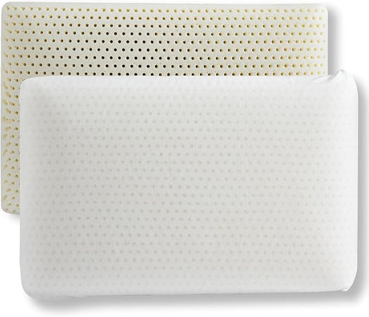 Talalay 100% Natural Premium Latex Pillow, Standard Bed Pillow with Removable Cotton Cover, Helps Relieve Pressure, Sleeping Pillow Suitable for Back and Side Sleepers, as Travel Pillow, Best Gift