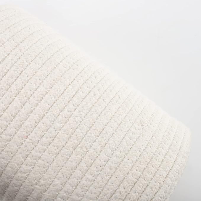 Hanging Basket(2Piece) Wall Woven Cotton Rope Storage Basket with Leather Decorative Baskets Organizer for Kitchen Office Bedroom,Plants,Towels, Toys