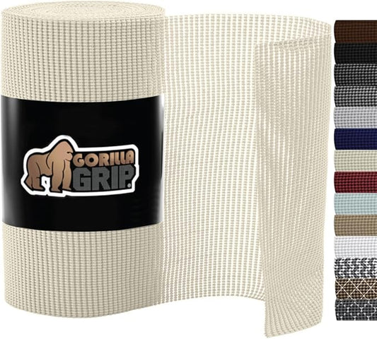 Gorilla Grip powerGRIP Drawer Shelf and Cabinet Liner, Thick Strong Hold, Non-Adhesive Liners Protect Kitchen Cabinets and Cupboard, Bathroom Drawers, Easy Install, Breathable Mat, 20" x30', Cream