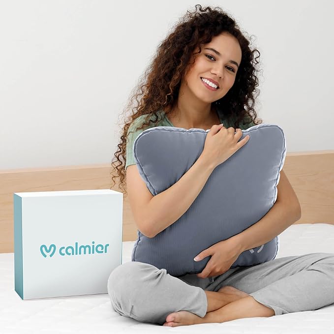 Calmier - 9 lb Sensory Weighted Pillow - Glass Bead Filled Hug Pillow - Ultra Plush Cozy Weighted Pillows for Adults and Kids - Child Sensory Pillow - Weighted Lap Pad (Light Grey - Minky, 9 LBS)