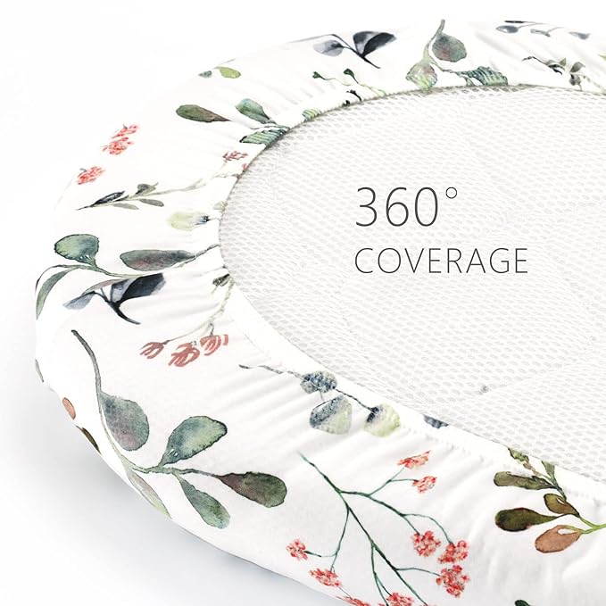 Stretchy Ultra Soft Fitted Bassinet Sheets 2 Pack, Universal Fitted for Bassinets Baby Cradle Moses Basket Oval Rectangle Mattress, Watercolor Rose and Flora Bassinet Sheet for Baby Girls