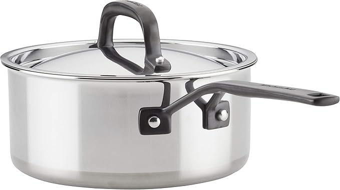 KitchenAid 5-Ply Clad Stainless Steel Cookware Pots and Pans Set, 10 Piece, Polished Stainless