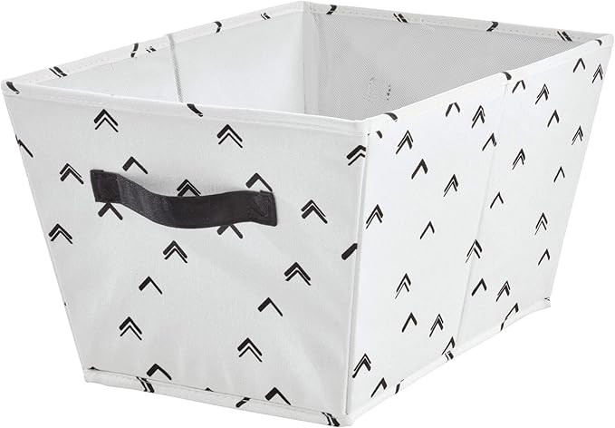 iDesign Arrow Fabric Storage Bin, Angled Medium Basket Container with Dual Side Handles for Closet, Bedroom, Toys, Nursery - Black and White