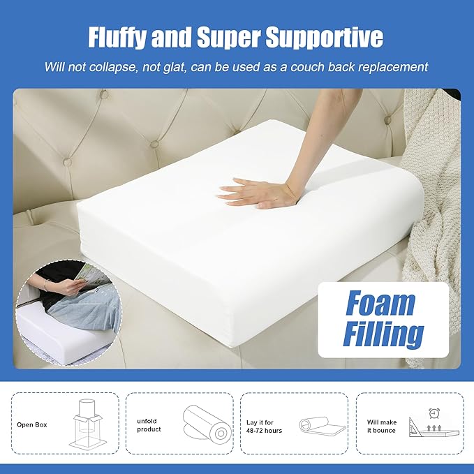 ROYALAY High Density Foam Couch Back Cushions Replacement Back Pillow Sofa Waist Cushion Stuffing Fill Supportive Back Pillow 1 Pack, Supportive Lumbar Support Pillow for Sofa, Couch-26 x19