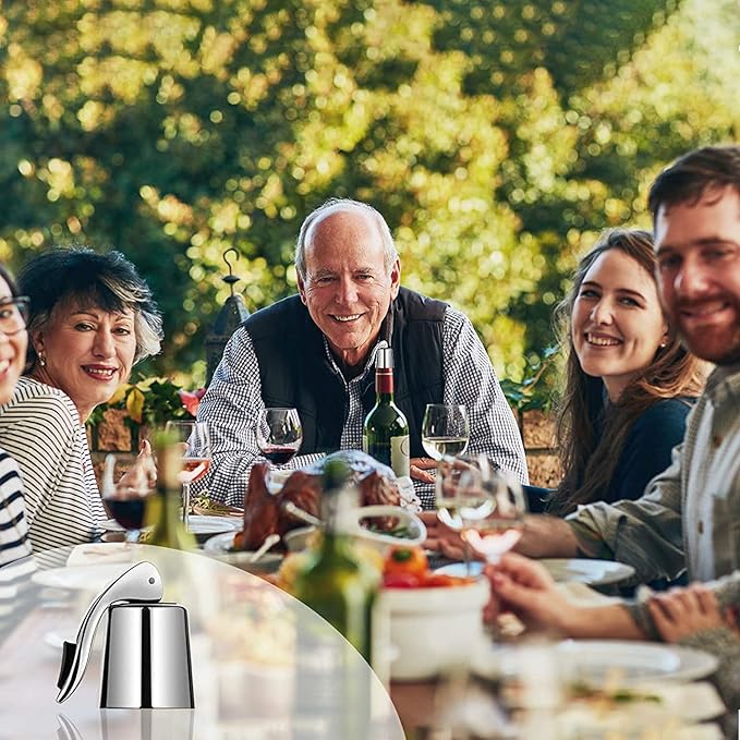 Wine Stoppers(2 PACK Bright),Wine Bottle Stoppers Stainless Steel,Reusable Wine Saver,Wine Sealer Keeps Wine Fresh,Wine Bottle Plug With Silicone,Superior Leak-Proof,Best Gift