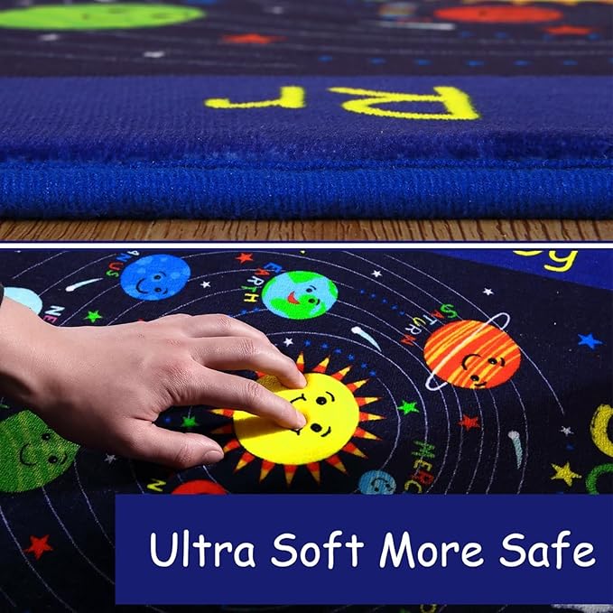 Kids Rug 5x7 Kids Room Rugs for Bedroom Carpet Kids Educational Rug Extra Large Soft Crawling Play Mat for Children Toddlers Classroom Playroom Alphabet Nursery Area Rug