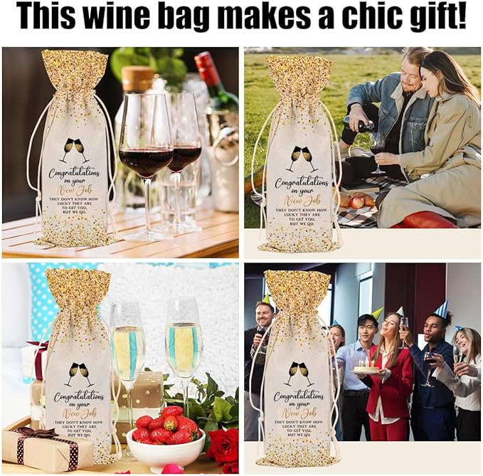 New Job Gifts Congratulations Gifts for Women Wine Bag Leaving Job Gifts Farewell Gifts for Coworkers Men Lady Teacher Doctor Friend Him Her Bestie Wine Bags
