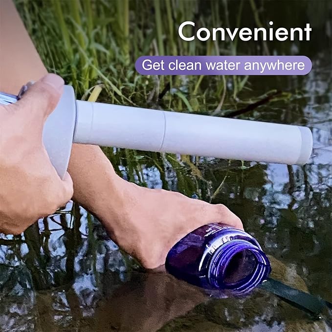 SurviMate 0.01μm Ultra-Filtration Filtered Water Bottle, Portable Water Filter Bottle with 4-Stage Filtration for Survival, Camping, Hiking, Backpacking, Drinking, Emergency