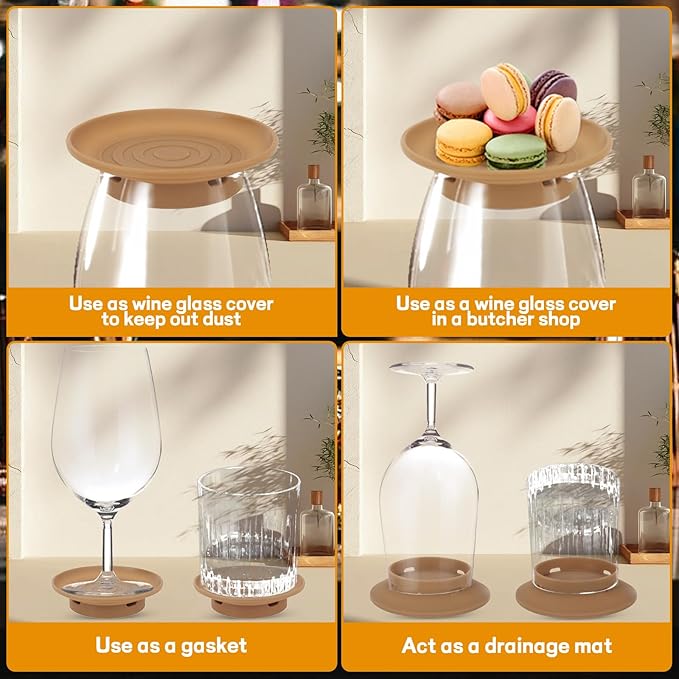 4 Pack Wine Glass Charcuterie Topper, Mini Charcuterie Boards for Wine Glass, Charcuterie Wine Glass Topper, Reusable Wine Glass Topper Coasters Plate for Family Gatherings and parties(yellow)