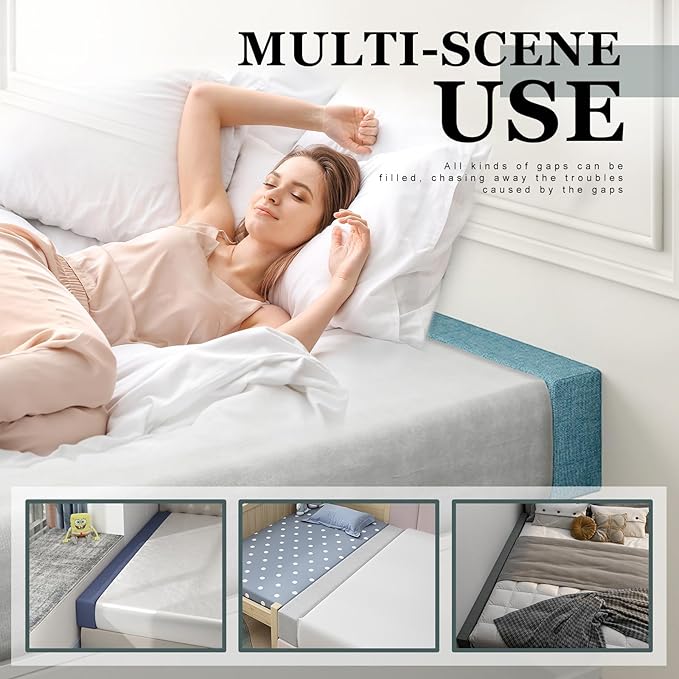 Mattress Extender, Bed Gap/Space Filler, Headboard Pillow Between Headboard and Mattress or Wall, High-Density Foam with Removable Cover(Light Grey-47 * 6 * 12in)