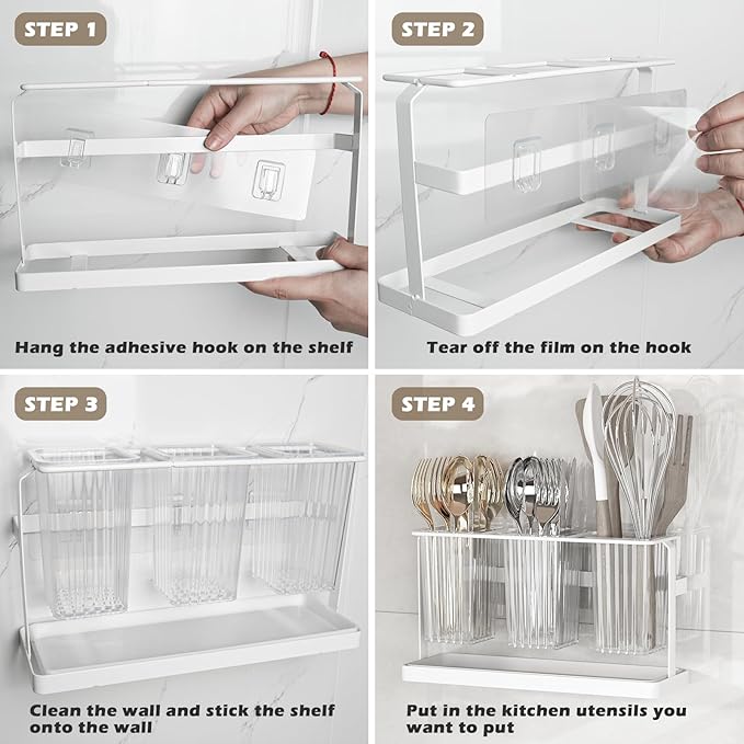 bukfen Utensil Holder Kitchen Utensil Holder for Countertop, 11.42"x3.74"x6.3"-Large Cooking Utensil Crocks for Kitchen Counter Modern Utensil Organizer for Spatula Cooking Utensil Organizer,White